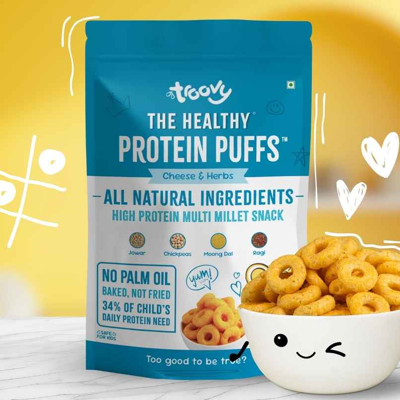 Troovy High Protein Cheese & Herbs Puffs | No palm Oil, No Chemicals