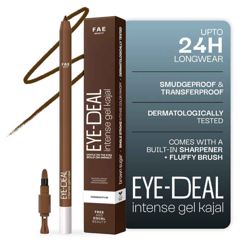 FAE Beauty Eye-Deal Kajal | 24 Hr Waterproof | Smudge-Proof with in-built Sharpener | Brown Sugar