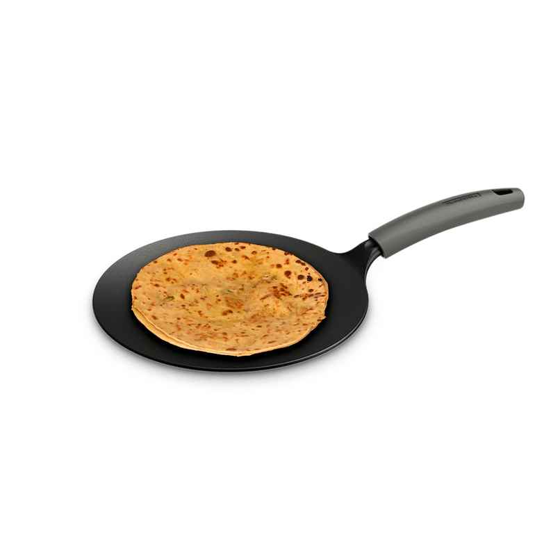 Tramontina Titanex 26 cm Pre-Seasoned Cast Iron Roti Tawa Non-Toxic, Easy Hold Non-Slip Heat-Resistant Grip, Superior Stone Finish, Excellent Heat Retention & Even Heating, Durable & Easy to Clean