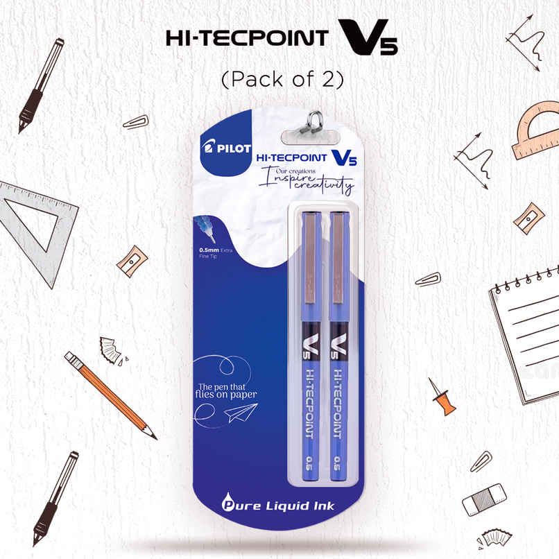 Pilot V5 Roller Pen (Blue) -2 Pieces