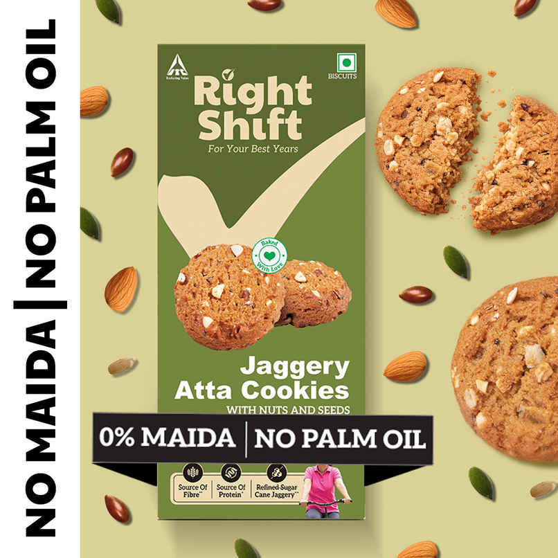 Right Shift Jaggery Atta Cookies | No Palm Oil, 0% Maida, 0% Refined Sugar