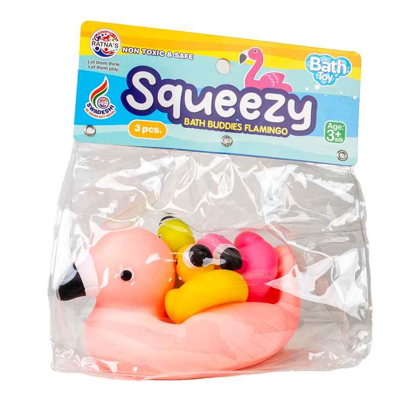 Ratna's Squeezy Bath Buddies Flamingo 3 Pcs | Assorted