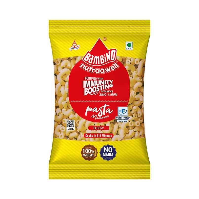 Bambino Macaroni Elbow Pasta - Pure Durum Wheat, No Maida, Protin Rich