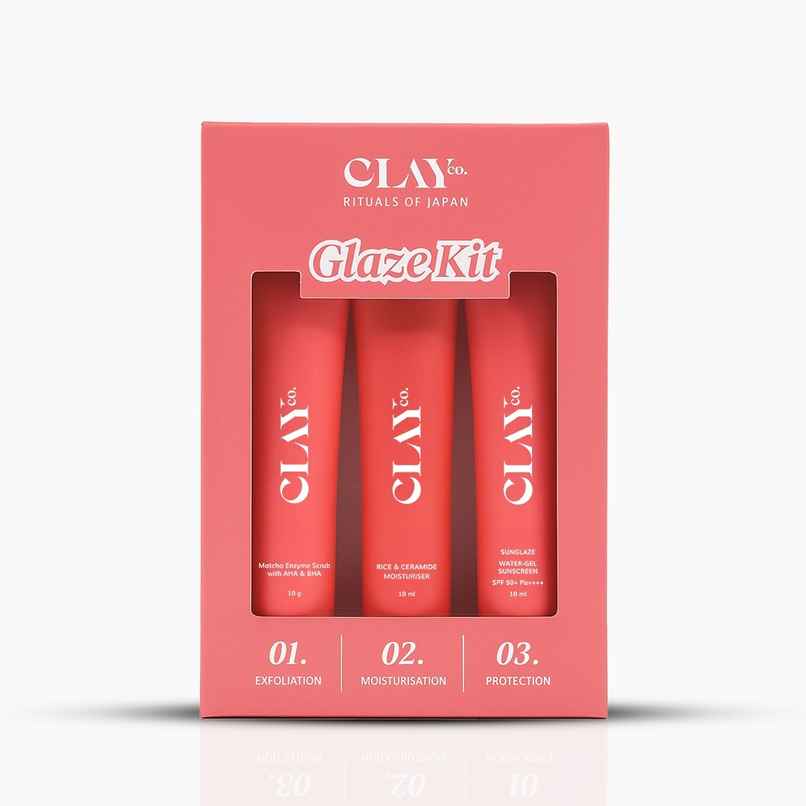 Clayco Glaze Minis Kit | Matcha Enzyme Scrub | Rice & Ceramide Moisturise