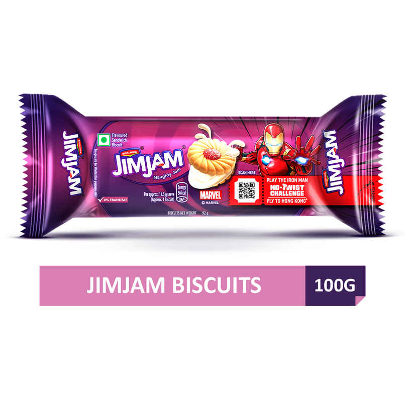 Britannia Treat Jim Jam Naughty Jam creme Biscuits | Trans Fat-free