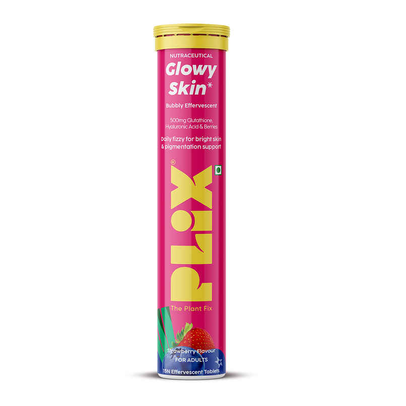 Plix Bubbly Strawberry Flavour Effervescent Tablets for Glowy Skin (L-Glutathione)