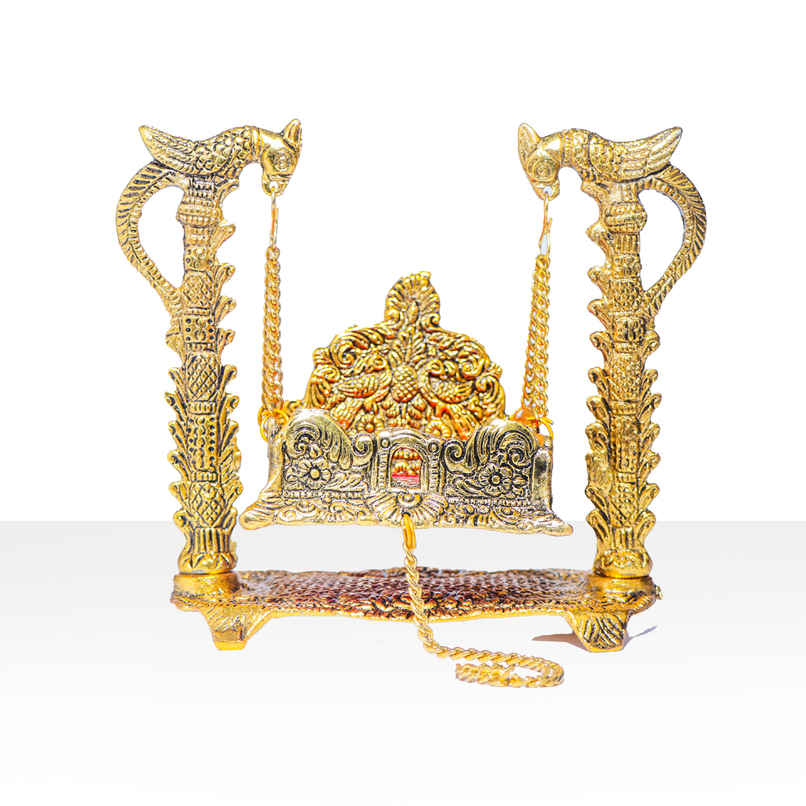 Palna Jhula Parrot Figurines | Gold Polish | Devnidhi