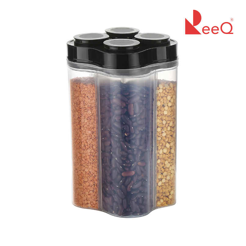 ReeQ 4 in 1 Multipurpose Airtight Storage Container | Black Lid - 2.5 L