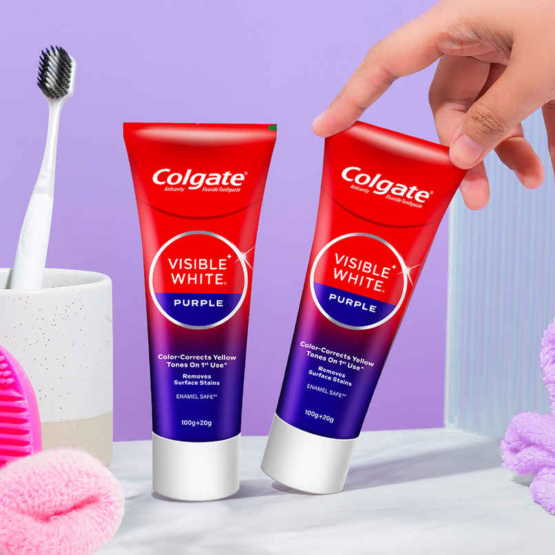 Colgate Visible White Purple Toothpaste | Removes Surface Stains | Enamel Safe
