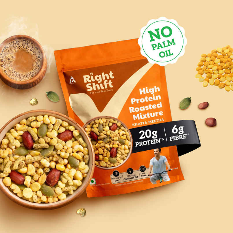 Right Shift High Protein Roasted Mix, Khatta Meetha, No Palm Oil, 20g Protein, Not Fried, 6g Fibre