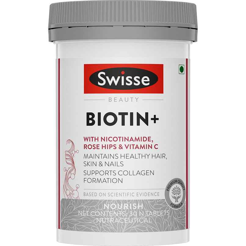 Swisse Biotin+ Boosts Keratin Levels, Reduce Hair Loss, Vitamin C For Healthy Hair, (30 Tablets)