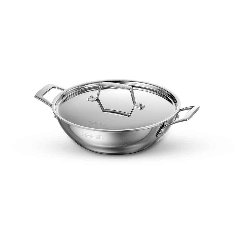 Tramontina Aeion Triply Kadai | 24 cm | Stainless Steel Lid | Induction Compatible