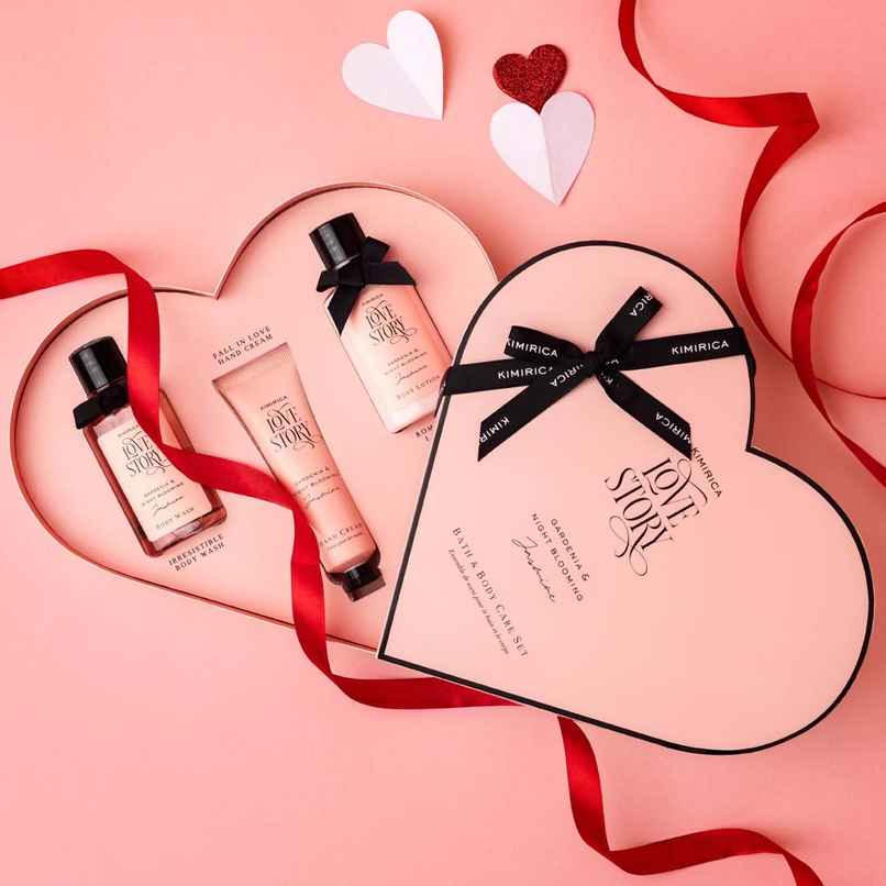 Kimirica Valentine Love Story Little Heart Gift Set|Luxury Selfcare Box with Bath & Body Essentials