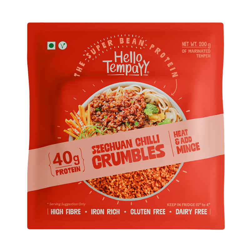 Hello Tempayy 40g Protein Tempeh Crumbles | Szechuan | Heat & Add Hello Tempayy 40g Protein Tempeh Crumbles | Szechuan | Heat & Add