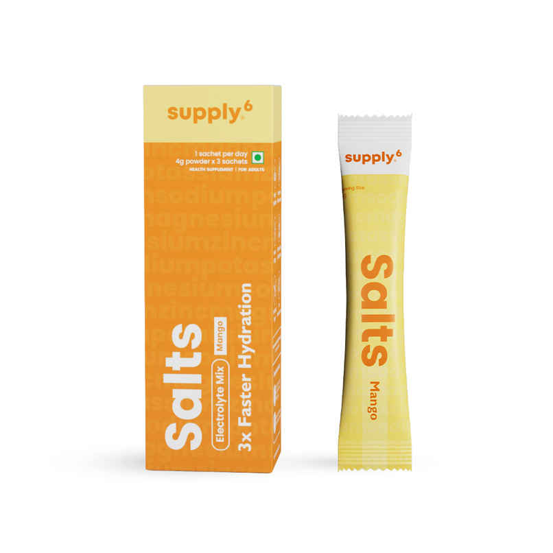 Supply6 Salts | Electrolyte Mix | Sodium, Potassium, Magnesium, Zinc, Fiber | Mango Supply6 Salts | Electrolyte Mix | Sodium, Potassium, Magnesium, Zinc, Fiber | Mango