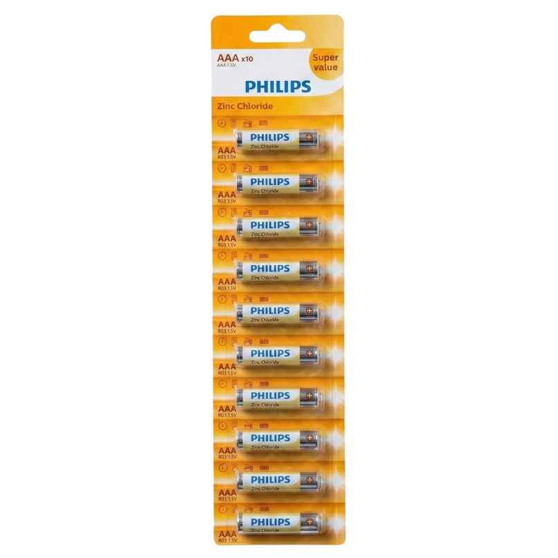 Philips AAA Zinc Chloride Battery | 1.5V | Long Lasting | Leak Resistant