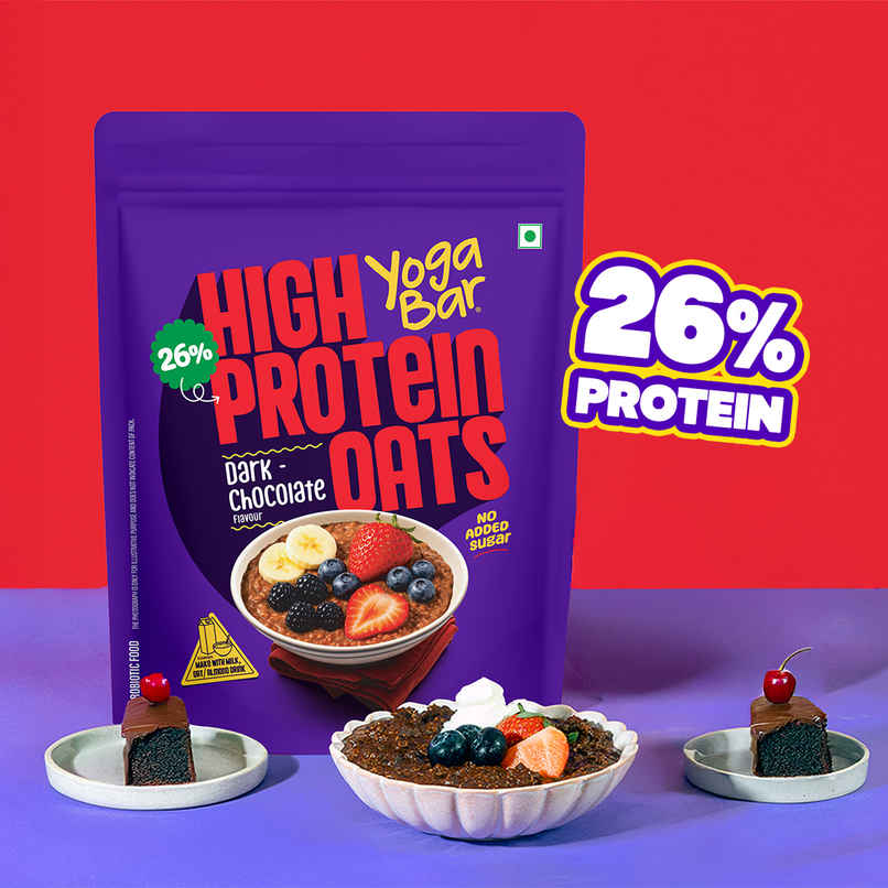 Yoga Bar 26% High Protein Oats, Dark Chocolate, No Added Sugar, High Fibre, Added Probiotics