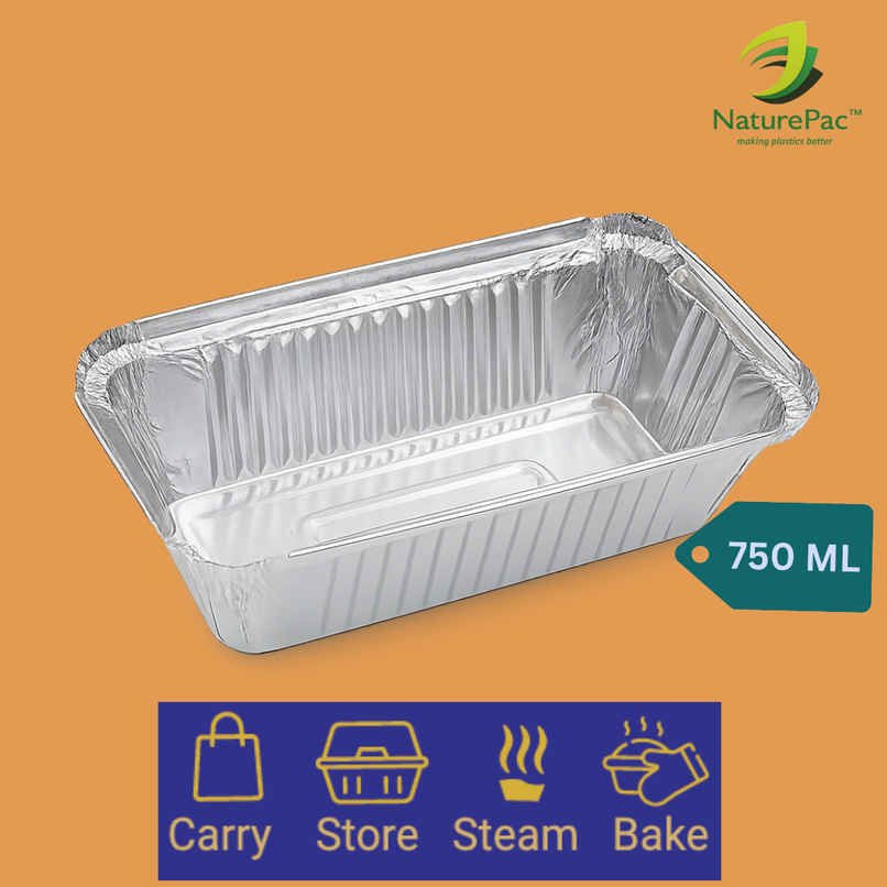 Naturepac Foil Container + Lid 750 ml | Sturdy & Practical Naturepac Foil Container + Lid 750 ml | Sturdy & Practical