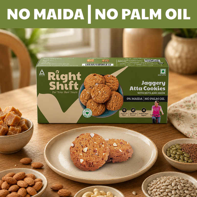 Right Shift Jaggery Atta Cookies | No Palm Oil, 0% Maida, Digestive Biscuits, Healthy Snack Right Shift Jaggery Atta Cookies | No Palm Oil, 0% Maida, Digestive Biscuits, Healthy Snack