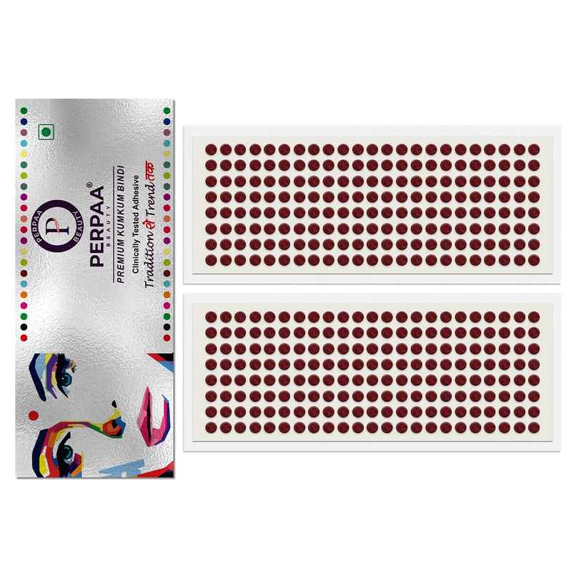 PERPAA Bindi Dark Maroon & Black | 2 Flaps | Size 8 Diameter 3 mm | Round Kumkum Bindi for women
