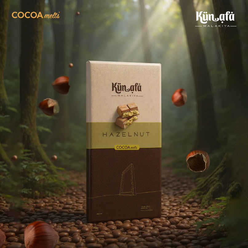 Cocoa Melts Dubai Hazelnut Kunafa Chocolate Bar