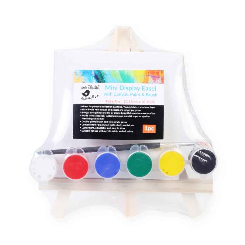 Itsy Bitsy Mini Display Easel With Canvas Art Paint & Brush Kit Sw Lb