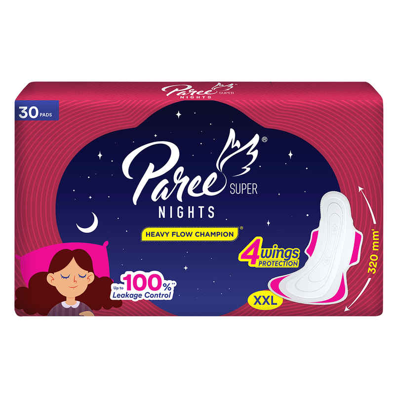 Paree Super Nights Heavy Flow Sanitary Pads | 2XL | 30 pcs Paree Super Nights Heavy Flow Sanitary Pads | 2XL | 30 pcs