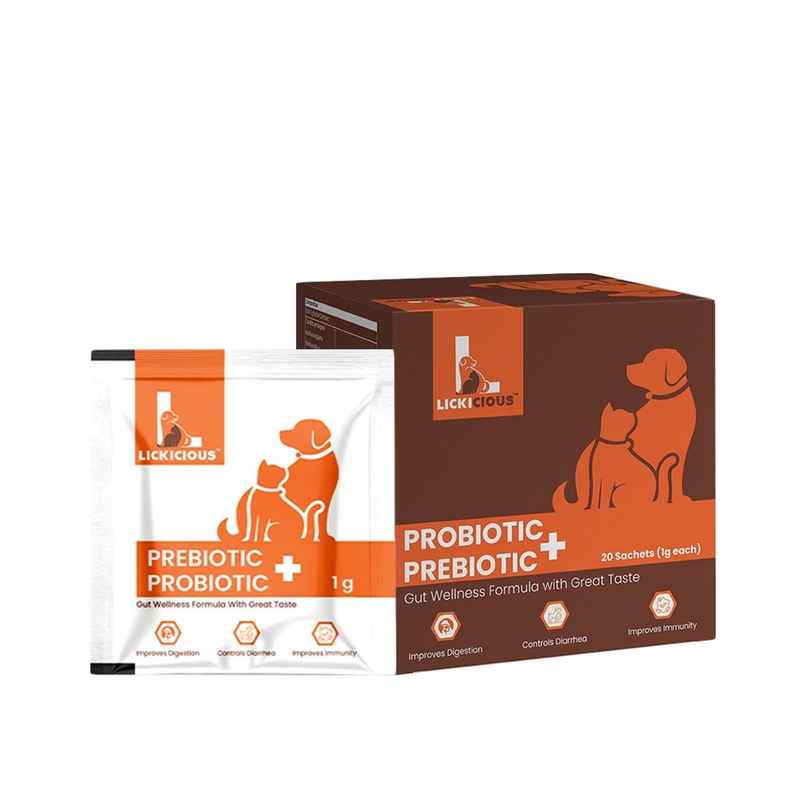 LICKICIOUS Pre and Probiotics Sachets - Gut Health & Digestion for Dogs & Cats