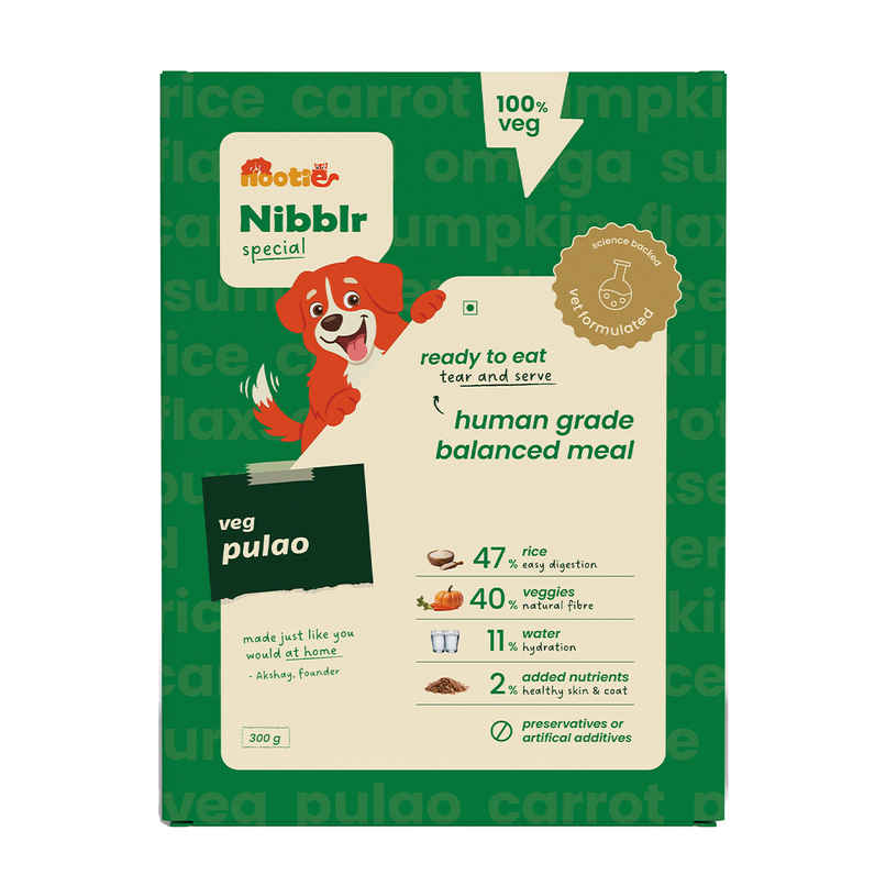 Nibblr By Nootie Fresh Veg Pulao Wholesome Meal | Veggies & Rice Dog Wet Food 300gm Nibblr By Nootie Fresh Veg Pulao Wholesome Meal | Veggies & Rice Dog Wet Food 300gm