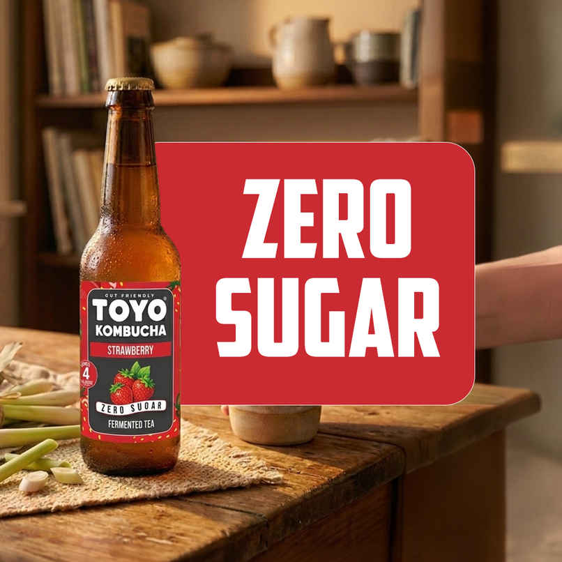 Toyo Kombucha Zero Sugar Strawberry | Non-Alcoholic Kombucha