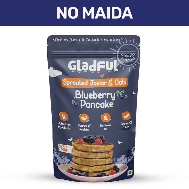 Gladful Blueberry Pancake - Sprouted Jowar And Oats Gladful Blueberry Pancake - Sprouted Jowar And Oats