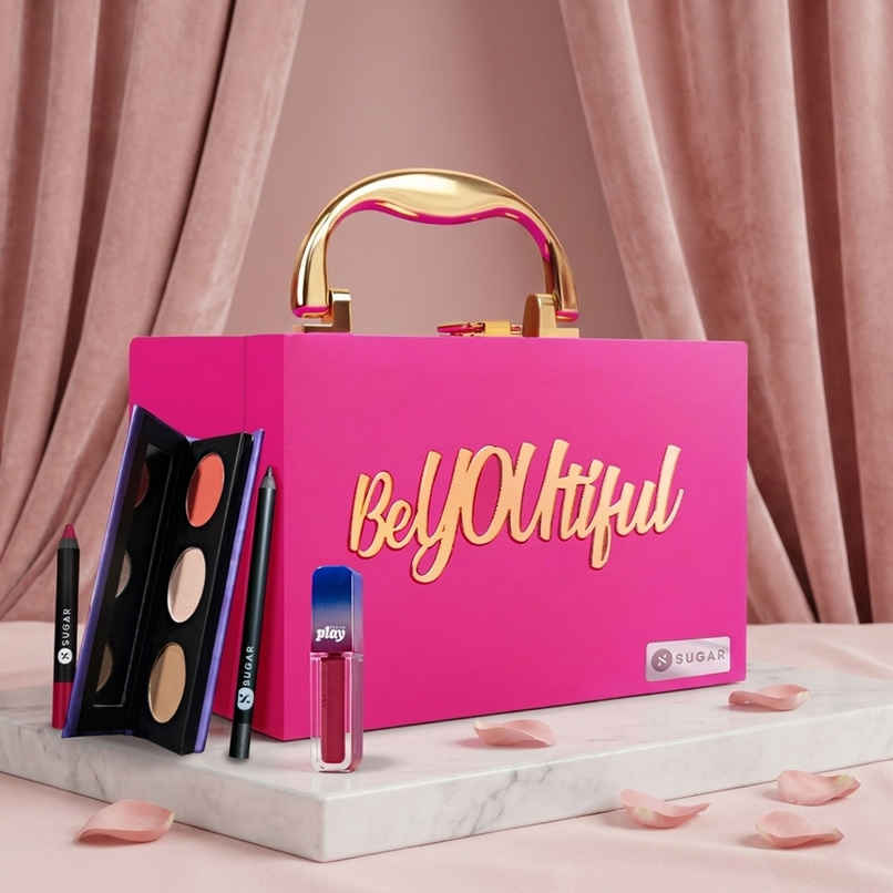 SUGAR BeYOUtiful Makeup Trousseau Box Pink | Rakhi Kit | Complete Makeup Essentials SUGAR BeYOUtiful Makeup Trousseau Box Pink | Rakhi Kit | Complete Makeup Essentials