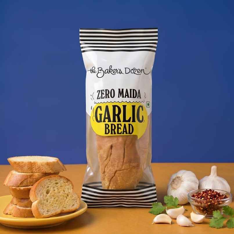 The Baker's Dozen Zero Maida Garlic Bread | Whole Wheat | Atta Loaf | Clean Label | Sandwich Bread