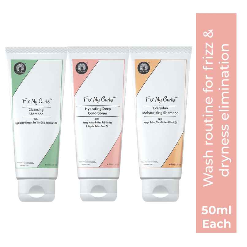 Fix My Curls Wash Day Bundle| Cleansing Shampoo, Moisturizing Shampoo & Hydrating Deep Conditioner