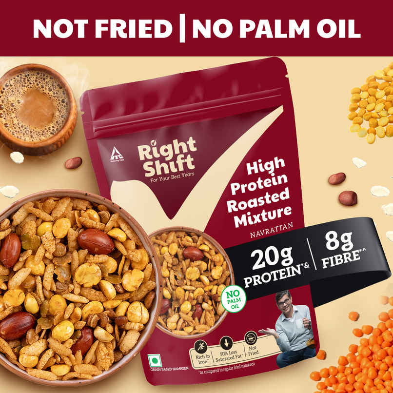 Right Shift High Protein Roasted Mix, Navrattan, No Palm Oil, 20g Protein, Not Fried, 6g Fibre