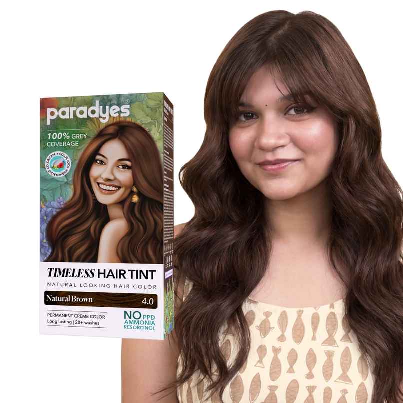 Paradyes Mini Timeless Hair Tint Free of Ammonia, PDD, Resorcinol Hair Color | Natural Brown  4.0