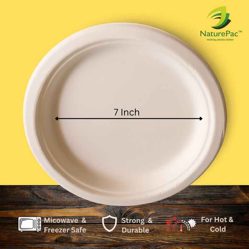 Bagasse Plate | Round | 7 inch | 25 pcs | Naturepac
