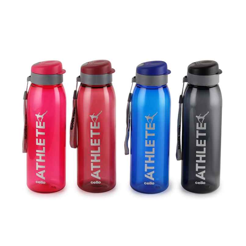 Cello Athlete Bottle With Flip Top Lid | 800 ml | Set of 4 | Colour May Vary Cello Athlete Bottle With Flip Top Lid | 800 ml | Set of 4 | Colour May Vary