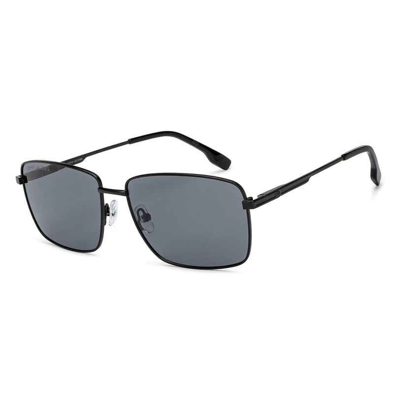 John Jacobs By Lenskart Unisex Solid Metal Rectangular Sunglasses | Black and Grey - Extra Wide John Jacobs By Lenskart Unisex Solid Metal Rectangular Sunglasses | Black and Grey - Extra Wide