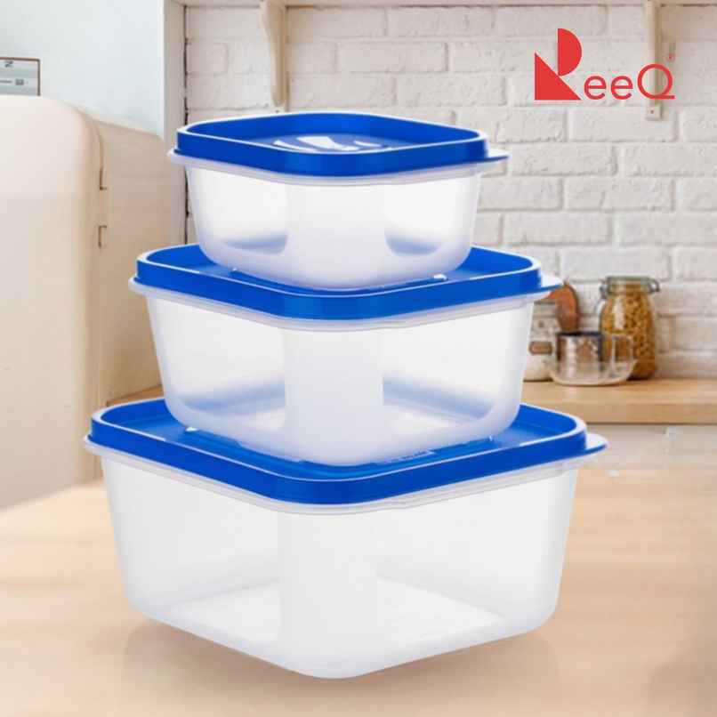 ReeQ Airtight Storage Container Set | Blue Lid - 2.4 L, 1.6 L & 800 ml ReeQ Airtight Storage Container Set | Blue Lid - 2.4 L, 1.6 L & 800 ml