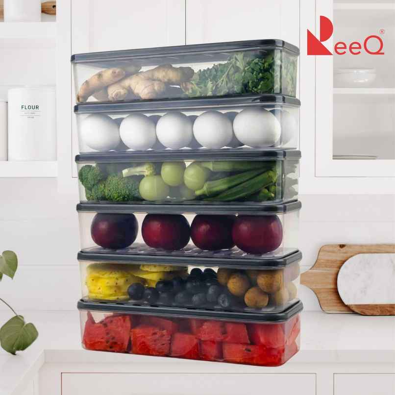 ReeQ Fridge Organizer Box Set Stackable Transparent Food Storage Containers ReeQ Fridge Organizer Box Set Stackable Transparent Food Storage Containers