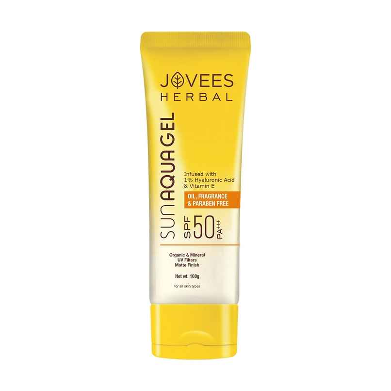 Jovees Herbal Sun Aqua Gel SPF 50 PA+++ | Lightweight | Water-Like Texture | 1% Hyaluronic Acid Jovees Herbal Sun Aqua Gel SPF 50 PA+++ | Lightweight | Water-Like Texture | 1% Hyaluronic Acid