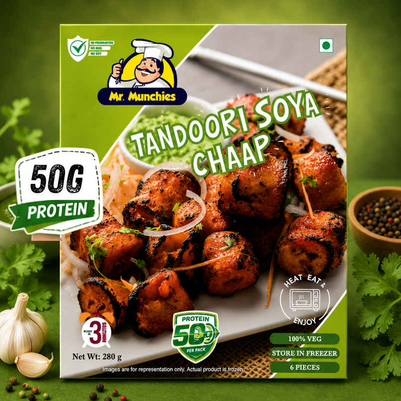 Mr. Munchies Tandoori Soya Chaap | 50g Protein Mr. Munchies Tandoori Soya Chaap | 50g Protein
