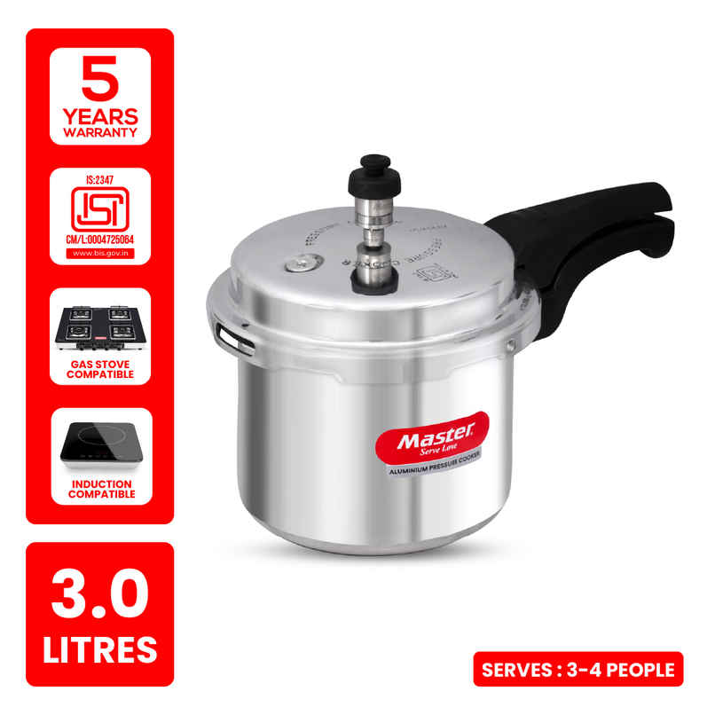 Master Aluminium Outer Lid Pressure Cooker 3 L, Gas and Induction Stove Compatible Master Aluminium Outer Lid Pressure Cooker 3 L, Gas and Induction Stove Compatible