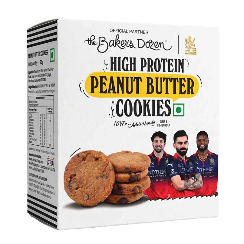 The Baker's Dozen Peanut Butter High Protein Cookies, 28% Peanut Butter 75 gm