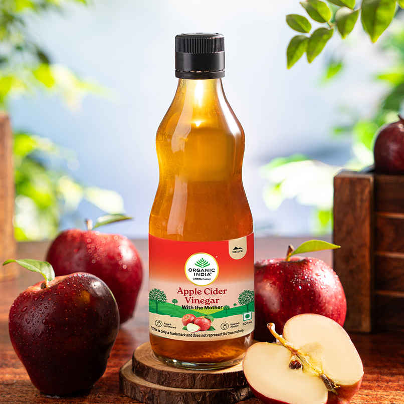 A TATA Product Organic India Apple Cider Vinegar with Mother of Vinegar | Made from Spanish Apples