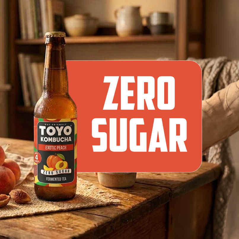 Toyo Kombucha Zero Sugar Exotic Peach | Non-Alcoholic Kombucha