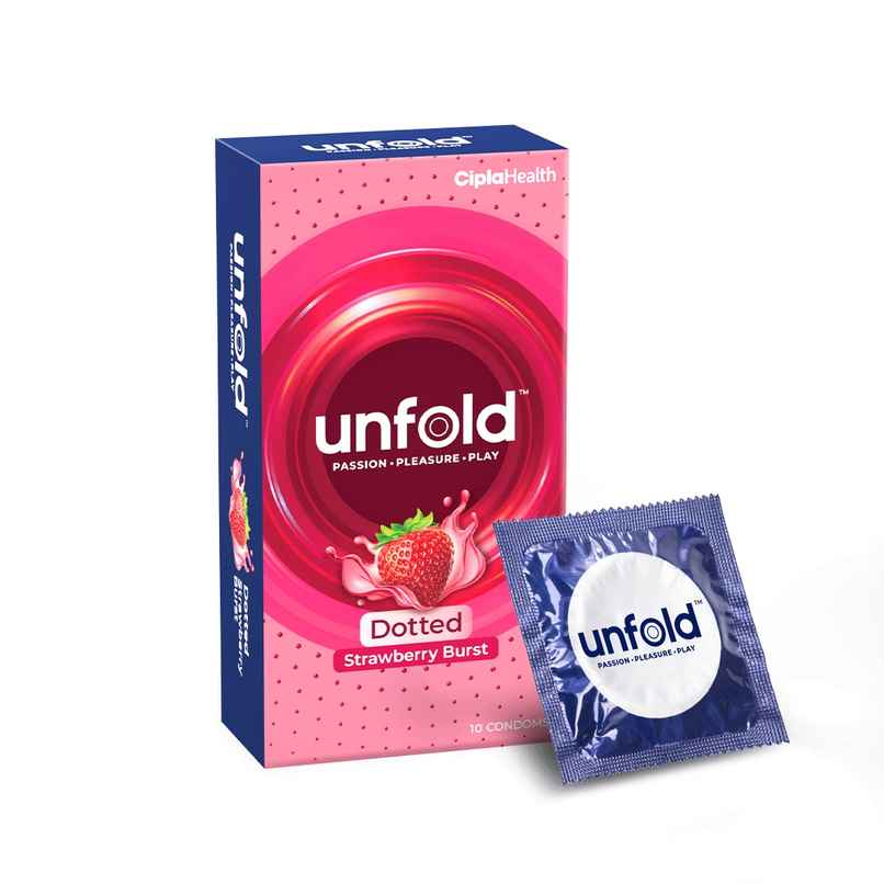 Unfold Cipla Health Unfold Strawberry Dotted Condoms