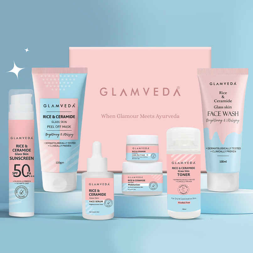 Glamveda Korean Glass Skin Rice and Ceramide 7 Step Weekly Skincare Routine For Women with Gift Box Glamveda Korean Glass Skin Rice and Ceramide 7 Step Weekly Skincare Routine For Women with Gift Box