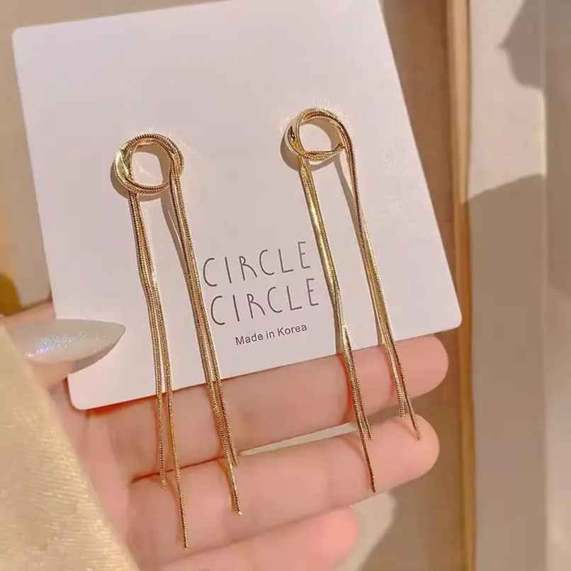 Estailo Fashion Fancy Glow Golden Drop Earrings